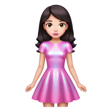 Princesa pelo negro vestida de rosa holográfica  sticker