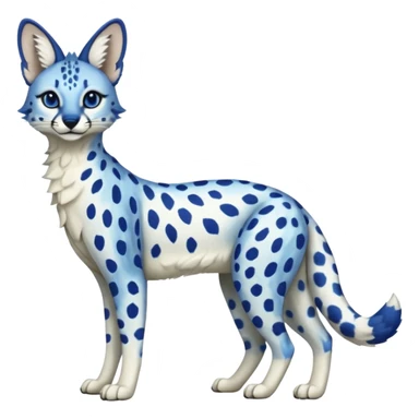 Cobalt-blue, spotted, white-bellied, exotic Serval-sergal-Trico-fusion-animal-hybrid sticker