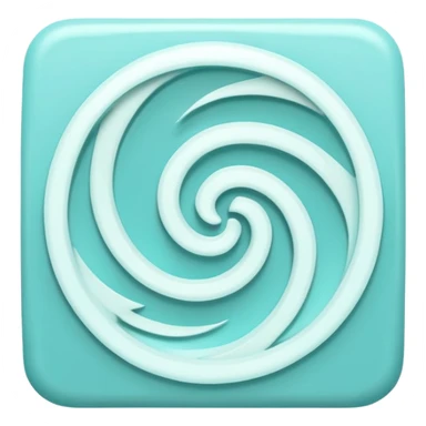 a Tiny compressed Stylized light-turquoise whirlwind symbol inside a pastel white square icon, light turquoise borders sticker