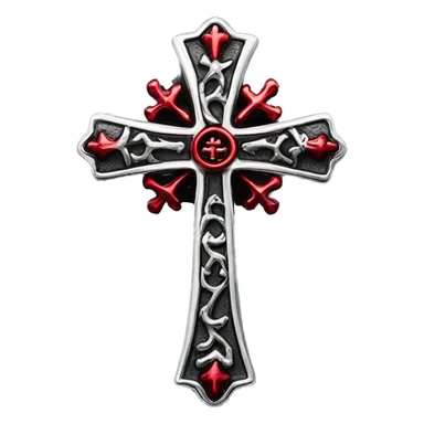 chrome hearts gothic cross silver and red sticker