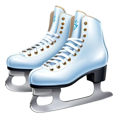 An icon featuring a pair of elegant figure skates standing on the smooth ice of a rink, with sparkling ice beneath them. The background shows a grand ice arena with bright lights and empty stands, highlighting the beauty and grace of figure skating. Transparent background. sticker