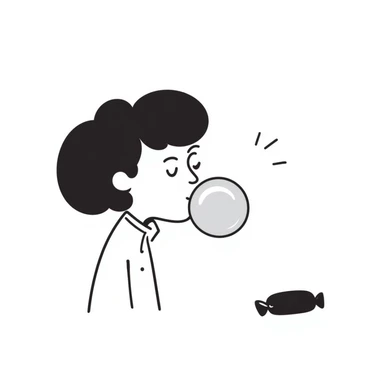simple hand drawn bubble gum with a bubble being blown sticker