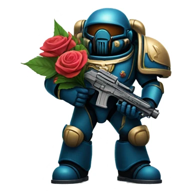 spacemarine holding flowers  sticker