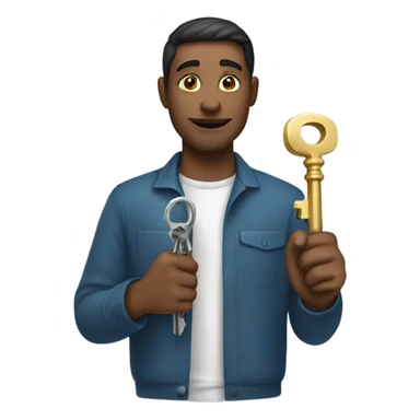 man with a key sticker