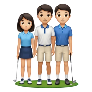 Golf players , dark hair, left boy, above girl, right boy sticker