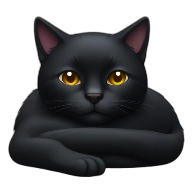 sleepy black cat sticker