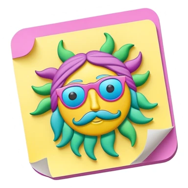 3D, psychedelic colored hippie style sticky note sticker