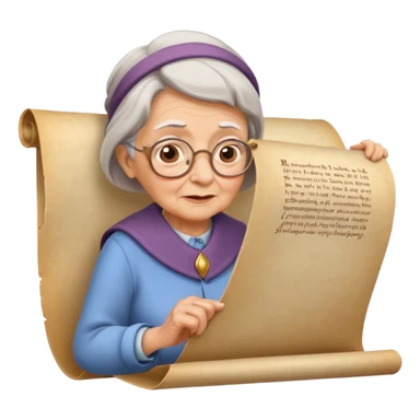 Old lady reading a large scroll  sticker