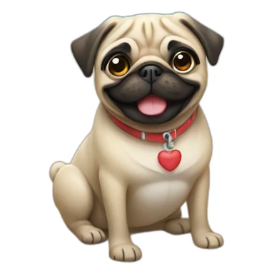 Pug in a beach smiling in love sticker