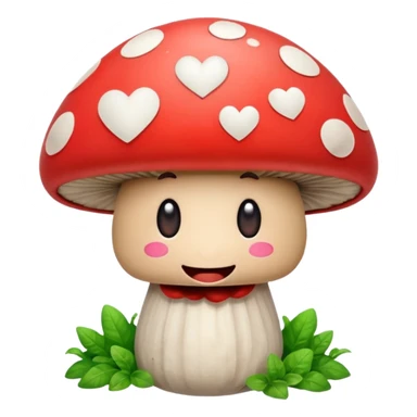 Smiling mushroom with a broken heart emoji next to it sticker