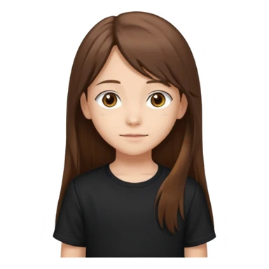 Daria whit brown hair and brown eyes a 10 year old kid Long hair and anime black shirt sticker
