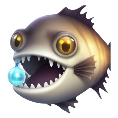 Anglerfish with glowing lure, sharp teeth, and big eyes. sticker