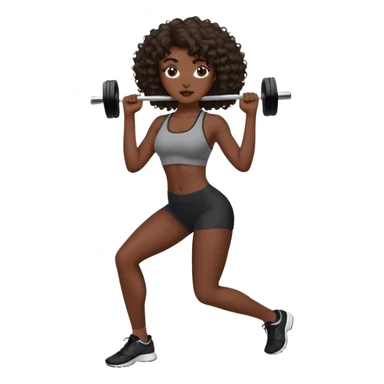 brunette curl medium hair woman black skin working out sticker