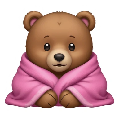 cuddly bear with a pink blanket wrapped around him sticker