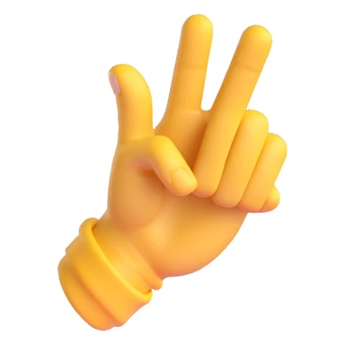 fist with thumb, middle finger and index finger intertwined, 3D emoji style sticker