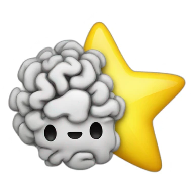 A yellow star with a brain inside sticker