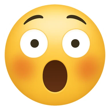 Create a shocked emoji in classic apple emoji style with no background, variant 1. The emoji should express surprise with wide eyes and open mouth, consistent with the classic emoji look. sticker