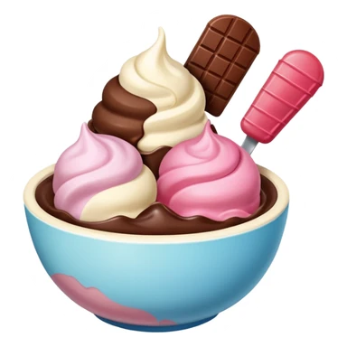 Neapolitan ice cream scoops in a bowl sticker