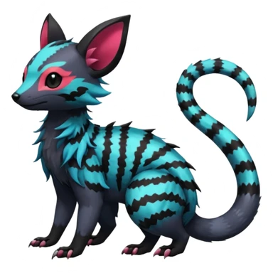 Rare exotic cute epic aesthetic gothic colorful Salandit-Eevee-Civet-species-Fakemon-hybrid-creature, with markings, full body sticker
