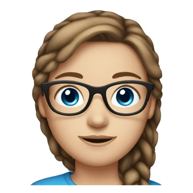 White girl with blue eyes, glasses and brown hair sticker