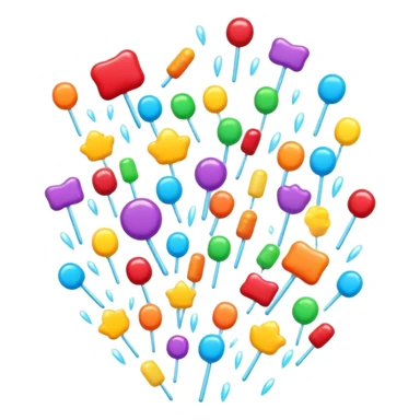 candy rain falling from clouds, colorful candies sticker