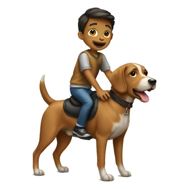 A boy riding a dog sticker