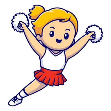 cheerleader cheering with pompoms to the left sticker