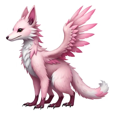 Feral Rare Fantasy cute pastel pink Vernid-Sergal-Trico-species by LiLaiRa, markings, full body, 4 legs sticker
