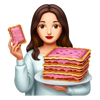 pop art neon Monalisa holding Melted pink gooey spam meat lasagna sticker