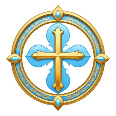 saint emblem with light blue colors and holy symbols sticker