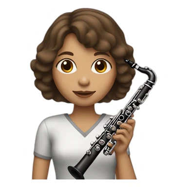 Girl with brunette Bob Hair Style play clarinet  sticker