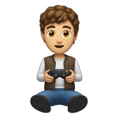 brown haired man playing video game sticker