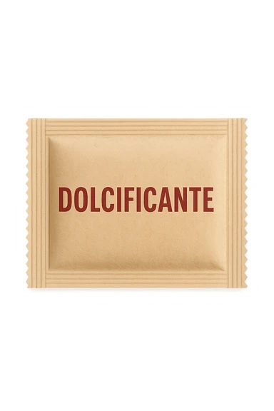 boccetta di dolcificante con la scritta "DOLCIFICANTE" SULL'ETICHETTA, ISOLATA SU SFONDO BIANCO sticker