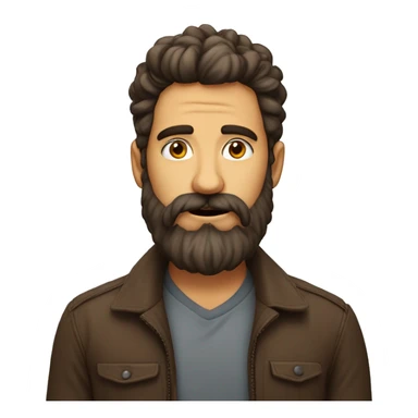 Homme barbu brun avec longs cheveux bouclés  sticker