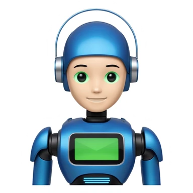 A sleek, very meme robot avatar designed in a modern tech style. The robot has an LED display face showing a subtle smile, and its body is detailed using Intapp brand colors:

Intapp Blue (#207CEC)
Bright Green (#22ECCF)
Dark Blue (#003C80)
Black (#021123) sticker