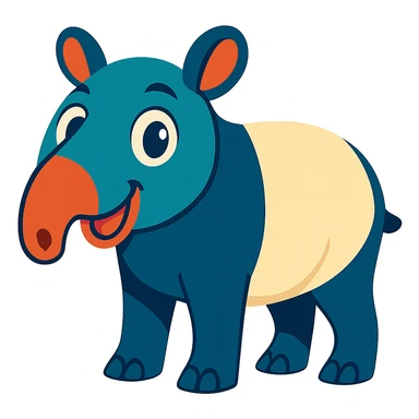 a tapir in a vibrant cartoon style, with bold colors and expressive features sticker