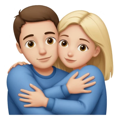 Un homme fait un câlin à sa sœur. Au dessus d’eux il y a le texte ´Gros câlin’ sticker