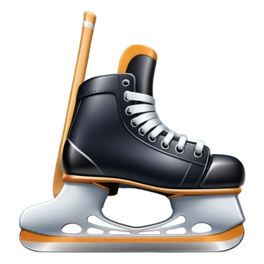 Please, make An icon featuring close-up shots of key hockey equipment: a hockey stick, puck, and skates. The background shows a packed stadium with cheering fans, bright arena lights, and an icy rink. Transparent background highlights the essentials of the game and the thrill of the sport. sticker