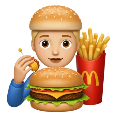 A ultra yummy Big Mac add a person eating it sticker