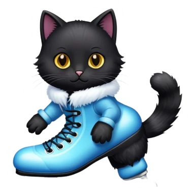 Black cat in an ice rink wearing ice skates sticker