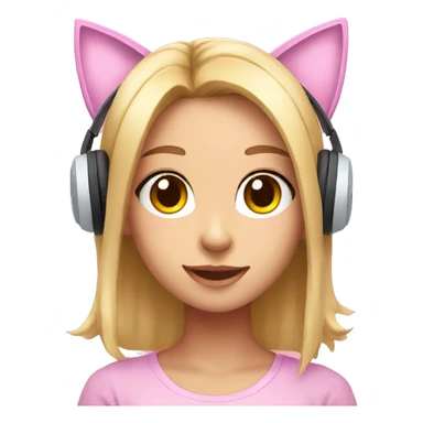 Girl with pastel pink gaming headset that has cat ears  sticker