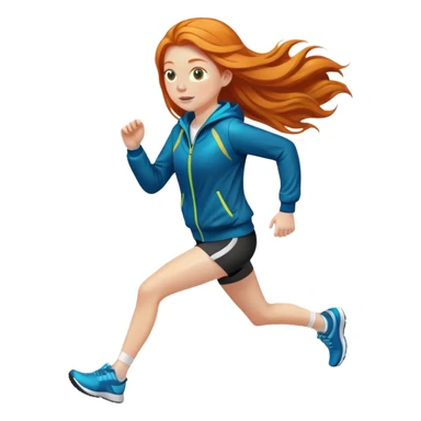 Ginger girl jogging with jacket long shiny hair sticker