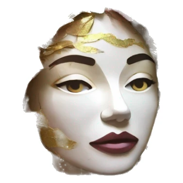  Hemp 420 lady face melting gold drizzle kintsugi multicoloured funky alm leaves tropical made of 420 origami newspaper roses hemp leaves lantern fairy lights paper and hemp leaves in hair sticker