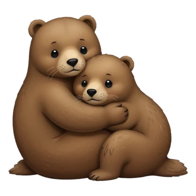 small seal hugging a brown bear sticker