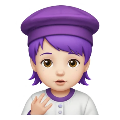 purple haired little baby with white hat sticker