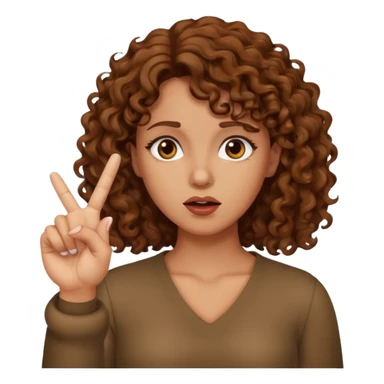 Brown curly hair woman with finger up in disgust sticker