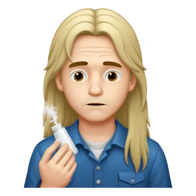 boy with long hair sneefing coke sticker