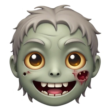 Cinematic Cute Zombie Portrait Emoji, with a delightfully quirky, slightly disheveled face in muted ashen hues, featuring quirky bright eyes and a playful, stitched-together smile, simplified yet irresistibly charming, highly detailed with a soft glowing outline that captures the adorable, offbeat spirit of a zombie who’s more cute than creepy! sticker