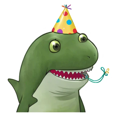 Confused shark pulling string out of his mouth sticker