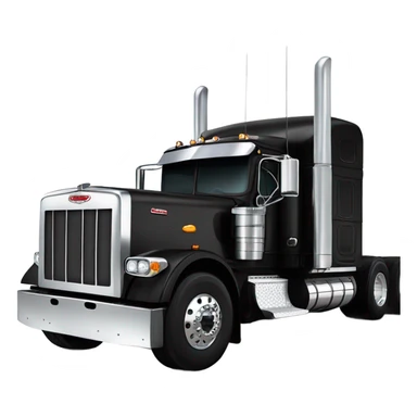Peterbilt 389 black with flat top and dual rear tires and flat bumper sticker